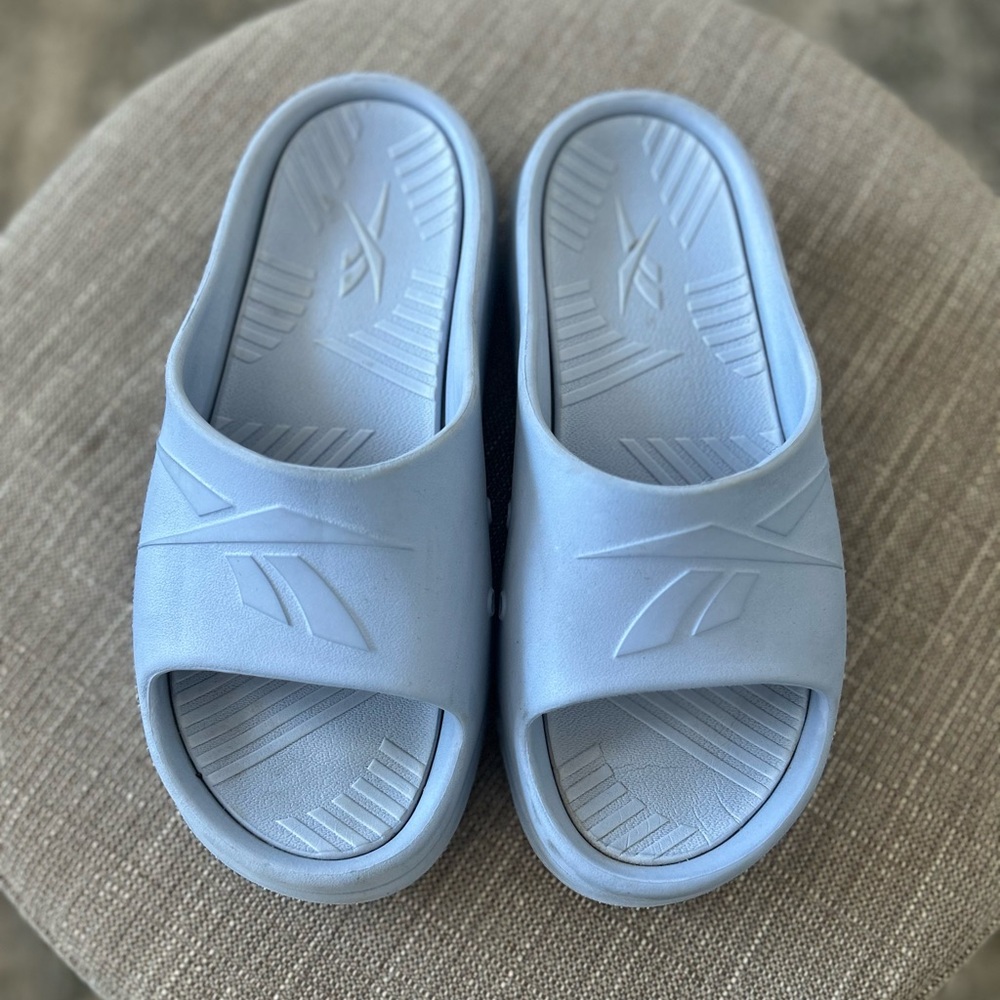 Reebok Pale Blue Slip-On Slide Sandals